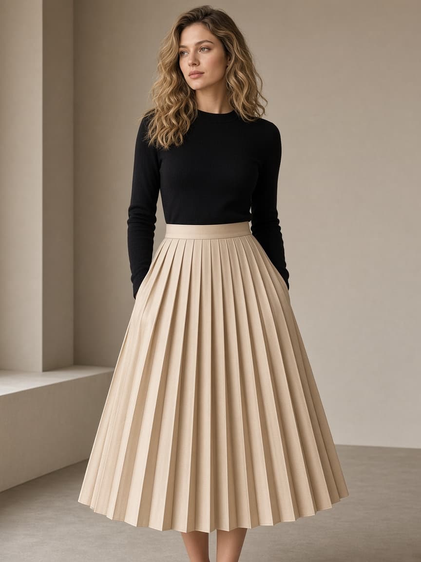 Sumy Sunray Pleated Midi Skirt